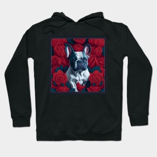 Dogs, French Bulldog and flowers, dog, style vector (red version 2 French Bulldog) Hoodie